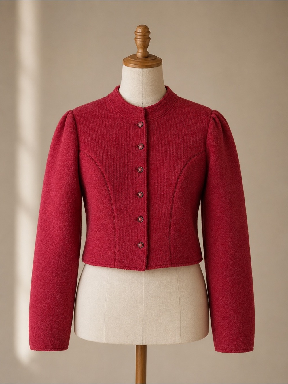 Vintage Lands' End 100% Wool Rose Red Women's Jacket Size 16